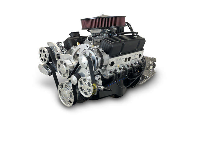 GM Small Block Compatible 383 c.i. Engine and 700R4 Automatic Transmission - 436 Horsepower - Standard Edition Builder Series - Polished Pulley Kit - Fuel Injected