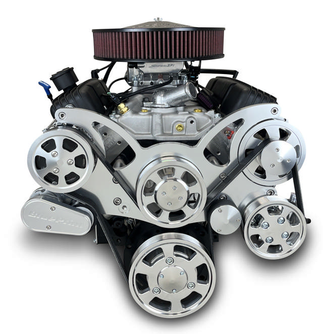GM Small Block Compatible 383 c.i. Engine and 700R4 Automatic Transmission - Standard Edition Builder Series - Polished Pulley Kit - Fuel Injected
