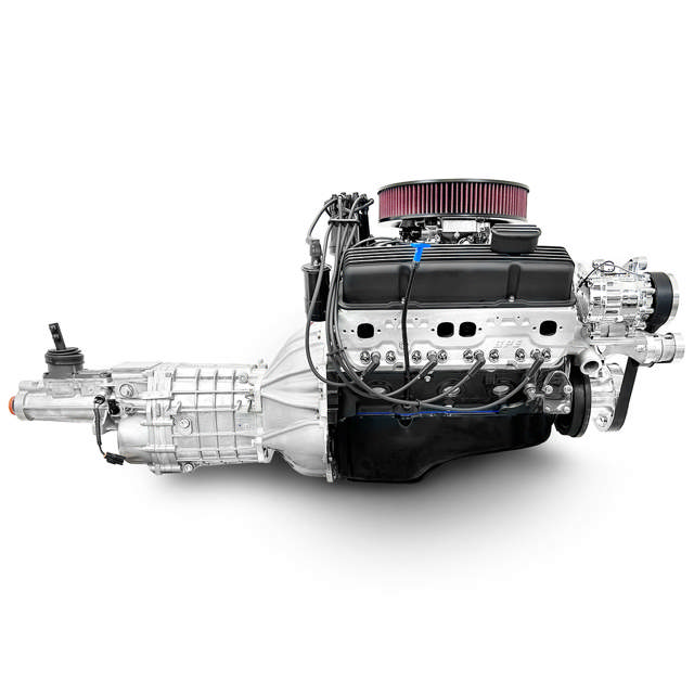 GM Small Block Compatible 383 c.i. Engine and TKX Manual Transmission - 436 Horsepower - Standard Edition Builder Series - Polished Pulley Kit - Fuel Injected