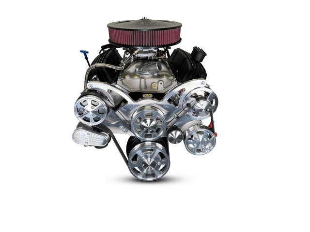 GM Small Block Compatible 400 c.i. Engine and TKX Manual Transmission - 500 Horsepower - Standard Edition Builder Series - Polished Pulley Kit - Carbureted