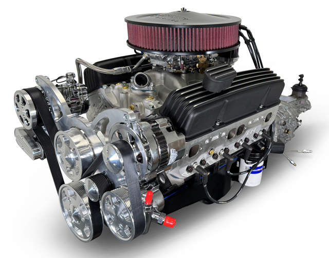 GM Small Block Compatible 400 c.i. Engine and TKX Manual Transmission - 500 Horsepower - Standard Edition Builder Series - Polished Pulley Kit - Carbureted