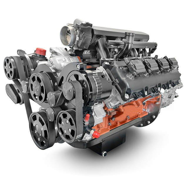 Chrysler Hemi Compatible 426 c.i. Engine and TKX Manual Transmission - 610 Horsepower - Standard Edition Builder Series - Black Pulley Kit - Fuel Injected