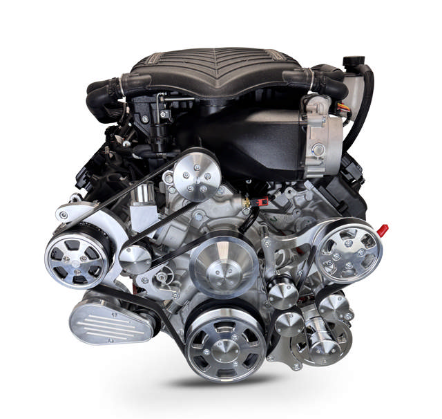 Chrysler Hemi Compatible 426 c.i. Engine and 4L80E Automatic Transmission - 872 Horsepower - Standard Edition Builder Series - Polished Pulley Kit - Supercharged
