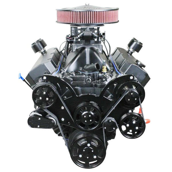 GM Big Block Compatible 632 c.i. Pro Series Engine and 4L80E Automatic Transmission - 815 Horsepower - Blackout Reaper Edition Builder Series - Black Pulley Kit - Carbureted
