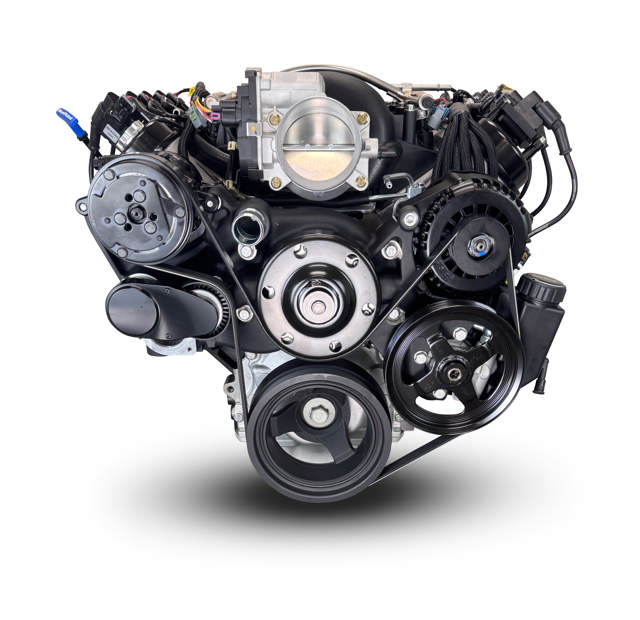 BluePrint Engines GM LS Compatible 376 c.i. Engine and 4L65/70E Automatic Transmission - 530 Horsepower - Standard Edition Builder Series - Black Pulley Kit - Holley Terminator X EFI System