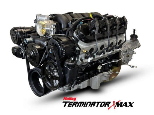 GM LS Compatible 376 c.i. Engine and TKX Manual Transmission - 530 Horsepower - Standard Edition Builder Series - Black Pulley Kit - Holley Terminator X EFI System
