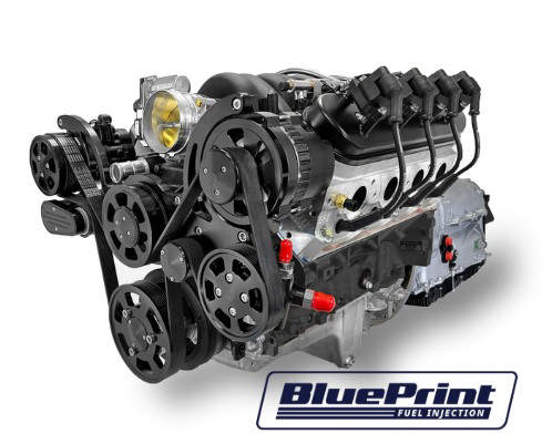 BluePrint Engines GM LS Compatible 376 c.i. Engine and ZF-8 Speed Automatic Transmission - 530 Horsepower - Standard Edition Builder Series - BluePrint Engines Calibrated ECU - Black Pulley Kit
