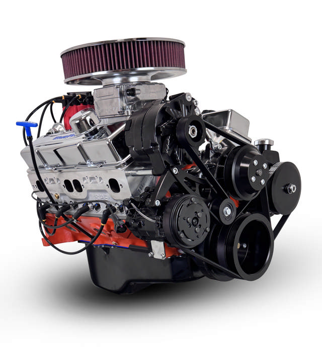 BluePrint Engines GM Small Block Compatible 400 c.i. Engine - 500 Horsepower - Deluxe Dressed - Black Pulley Kit - Fuel Injected