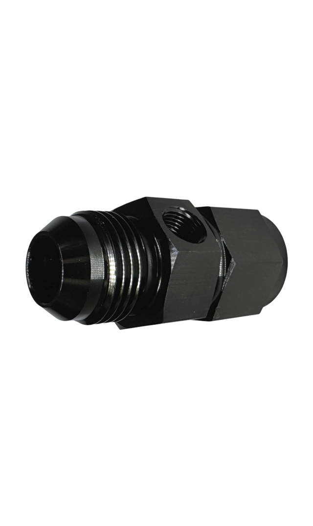 Fuel Pressure Gauge Adapter Fittings -10 Male / -10 Female Black