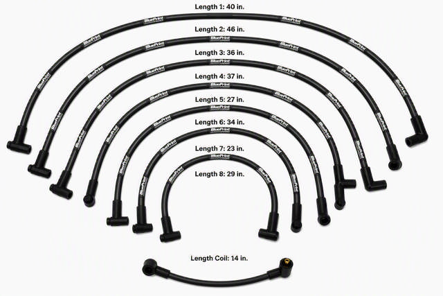 8mm Classic BluePrint Black- Assembled Spark Plug Wire Set - 90° Boots - GM BB Compatible