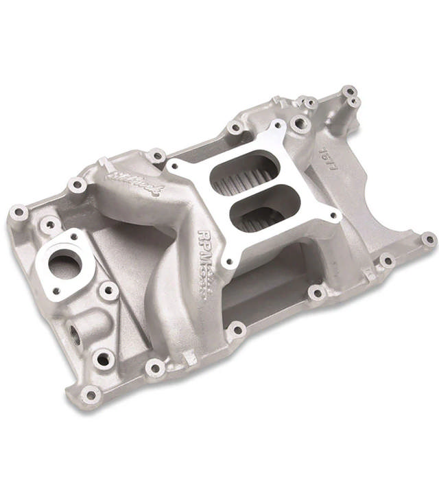 Edelbrock Performer RPM Air-Gap Small Block Mopar Intake Manifold 7577 - Magnum Head - Dual Plane - Natural Aluminum