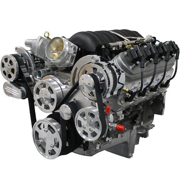 GM LS Compatible Front Accessory Drive - Full Serpentine - Alternator - Power Steering - Water Pump - Brackets - Bolts - Polished