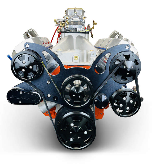 GM Big Block Compatible 540 c.i. Pro Series Engine - 670 Horsepower - Deluxe Dressed - Black Pulley Kit - Carbureted