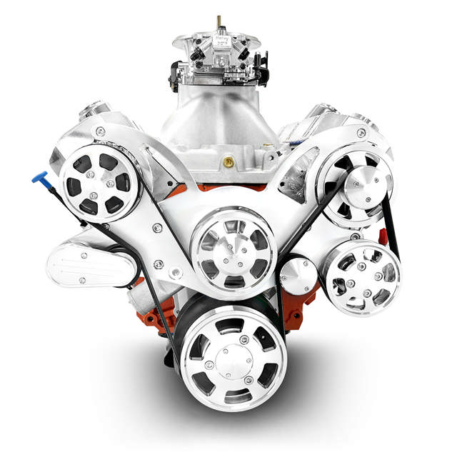 GM Big Block Compatible 632 c.i. Pro Series Engine - 815 Horsepower - Deluxe Dressed - Polished Pulley Kit - Carbureted