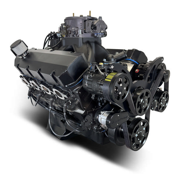 GM Big Block Compatible 632 c.i. Pro Series Engine - 815 Horsepower - Blackout Reaper Edition - Deluxe Dressed - Black Pulley Kit - Carbureted