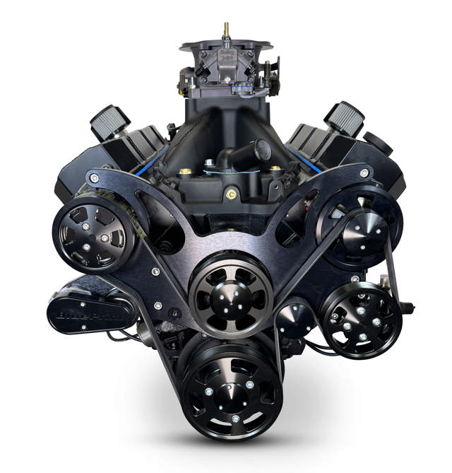 GM Big Block Compatible 632 c.i. Pro Series Engine - 815 Horsepower - Blackout Reaper Edition - Deluxe Dressed - Black Pulley Kit - Carbureted