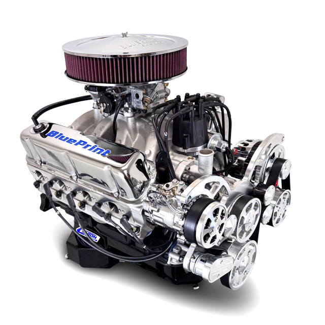 Ford Small Block Compatible Pro Series 427 C.I. Deluxe Dressed - Rear Sump Oil Pan - Polished Pulley Kit - Carbureted