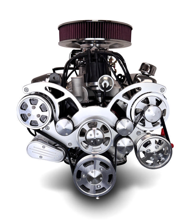 Ford Small Block Compatible Pro Series 427 C.I. Deluxe Dressed - Rear Sump Oil Pan - Polished Pulley Kit - Carbureted