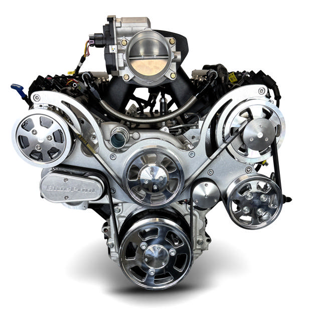 GM LS Compatible 376 c.i. Pro Series Engine - BPE Fabbed Aluminum Intake - Deluxe Dressed - Polished Pulley Kit - BluePrint Engines Calibrated ECU