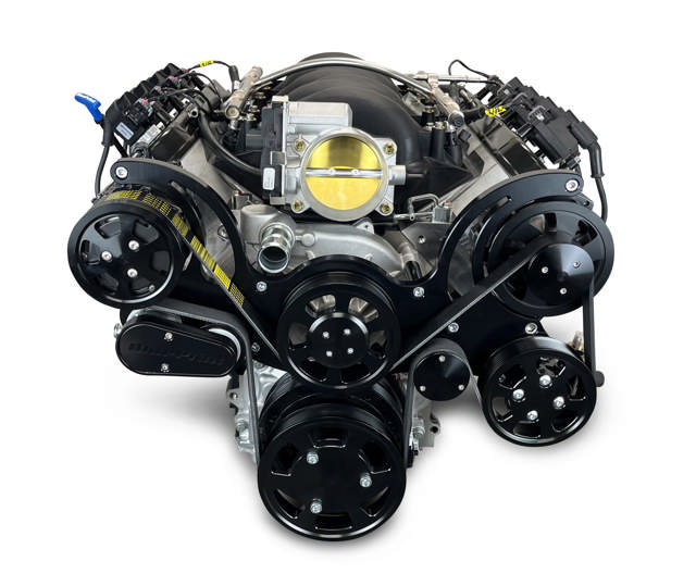 GM LS Compatible 376 c.i. Pro Series Engine - GM Plastic Intake - Deluxe Dressed - Black Pulley Kit - Holley Terminator X EFI System