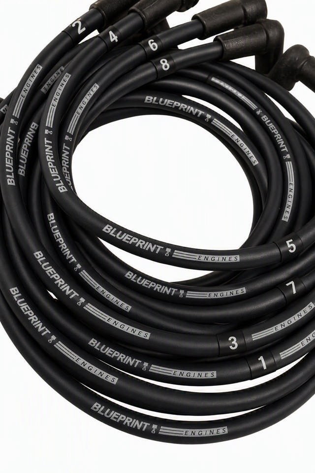 8mm Classic BluePrint Black- Assembled Spark Plug Wire Set - 180° Boots - GM LS Compatible