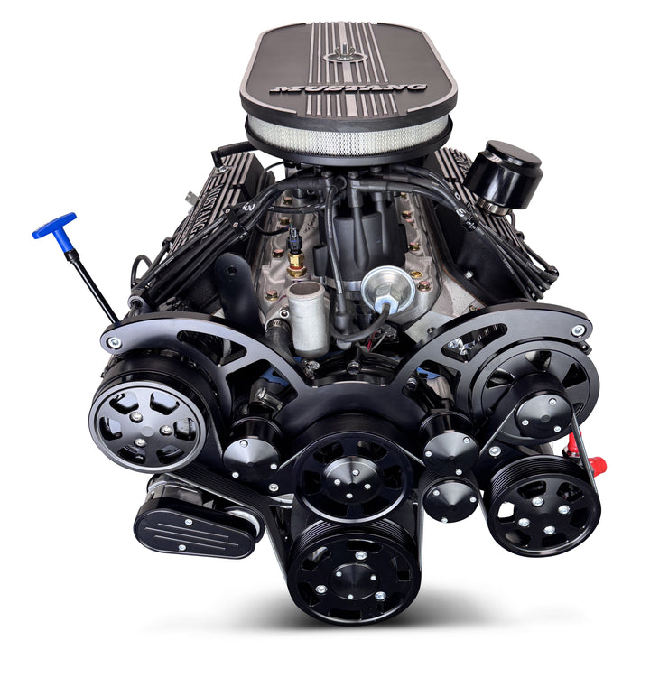 Ford Small Block Compatible 347 c.i. Engine and TKX Manual Transmission - 415 Horsepower - Mustang Edition Builder Series - Black Pulley Kit - Fuel Injected