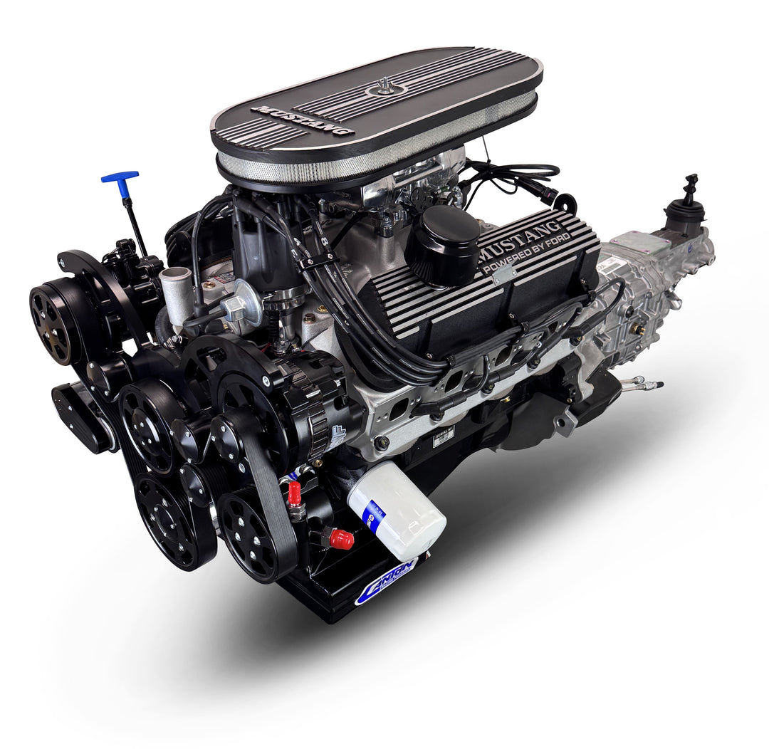 Ford Small Block Compatible 347 c.i. Engine and TKX Manual Transmission - 415 Horsepower - Mustang Edition Builder Series - Black Pulley Kit - Fuel Injected