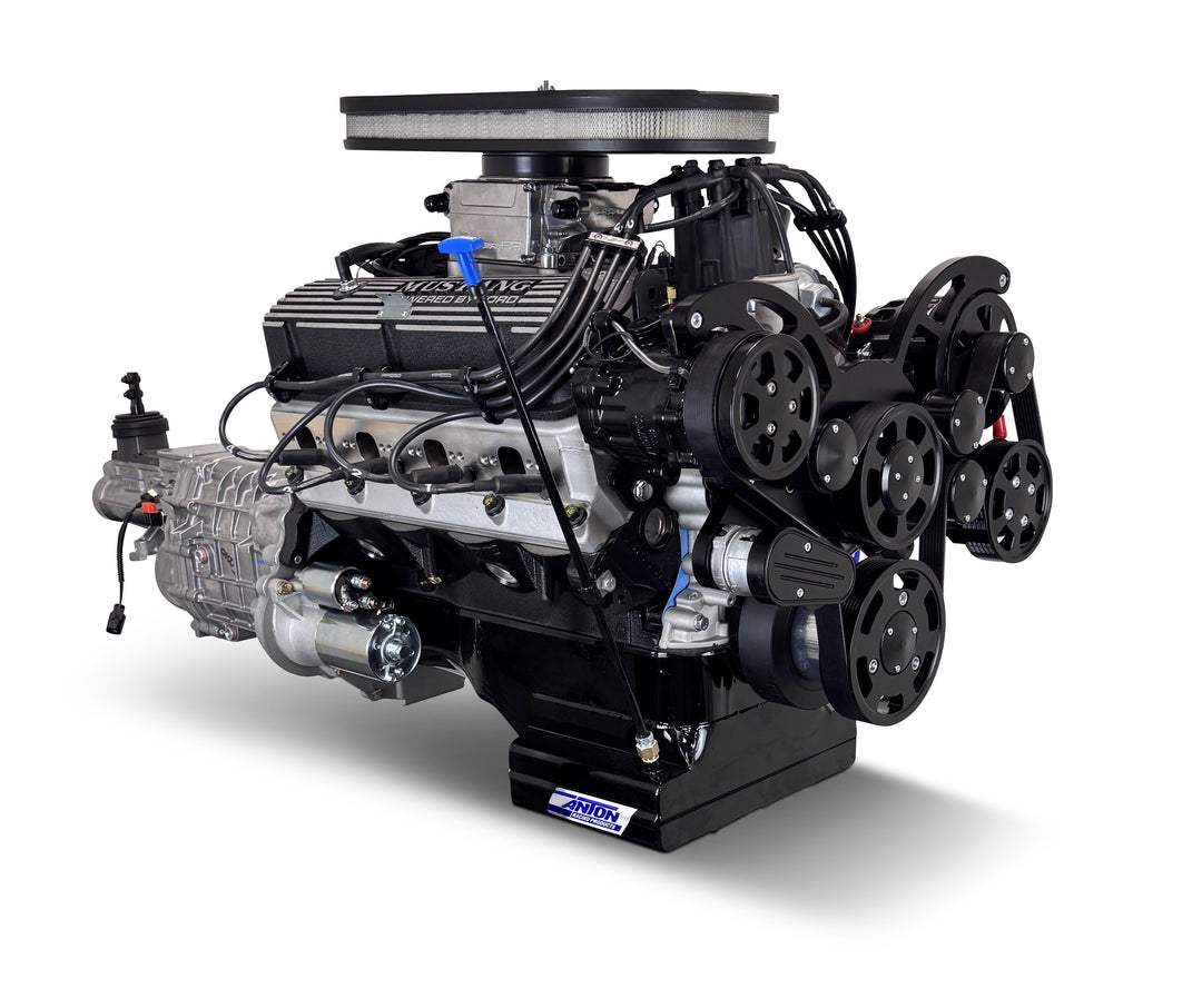 Ford Small Block Compatible 347 c.i. Engine and TKX Manual Transmission - 415 Horsepower - Mustang Edition Builder Series - Black Pulley Kit - Fuel Injected