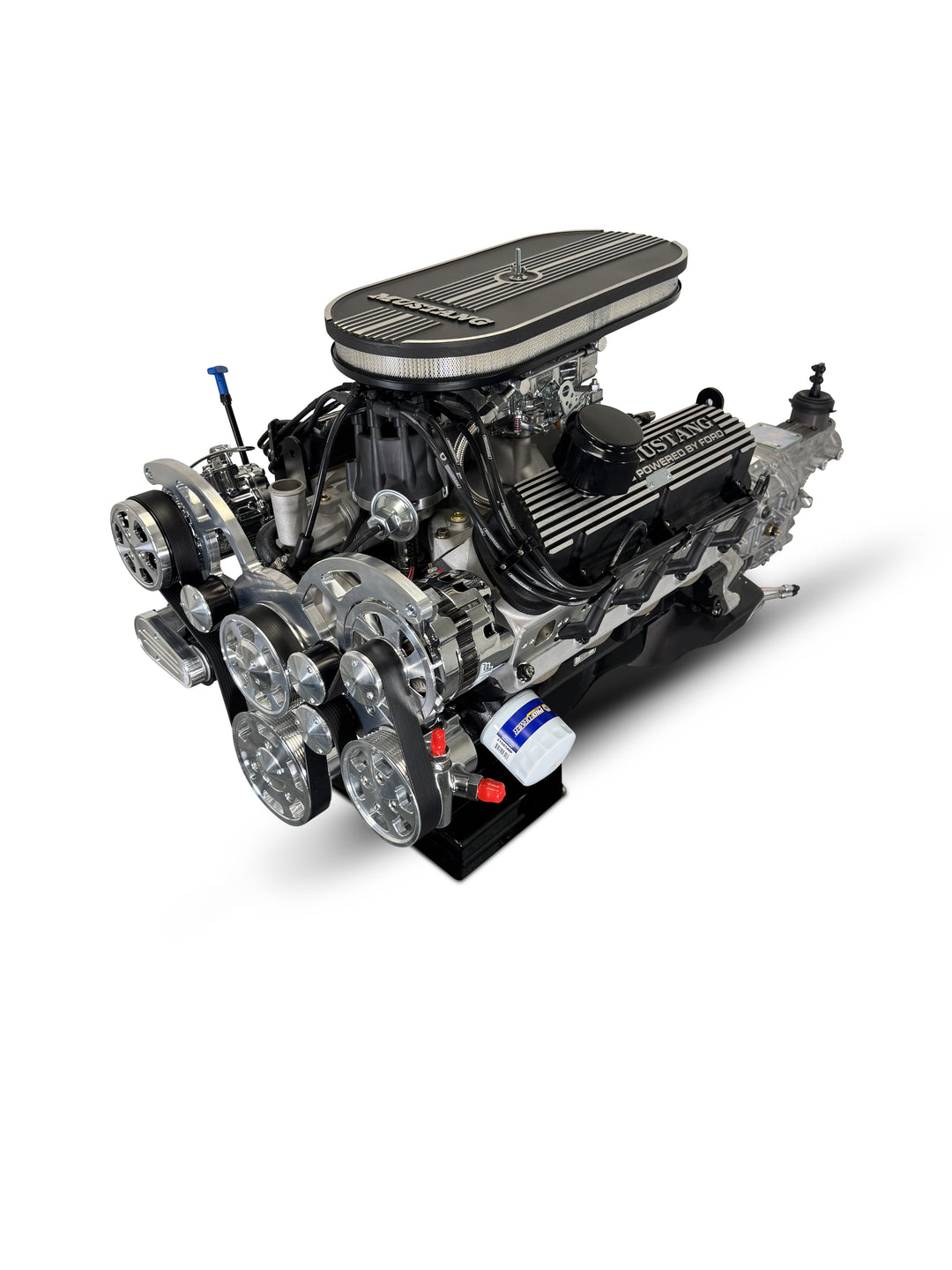 Ford Small Block Compatible 347 c.i. Engine and TKX Manual Transmission - 415 Horsepower - Mustang Edition Builder Series - Polished Pulley Kit - Carbureted