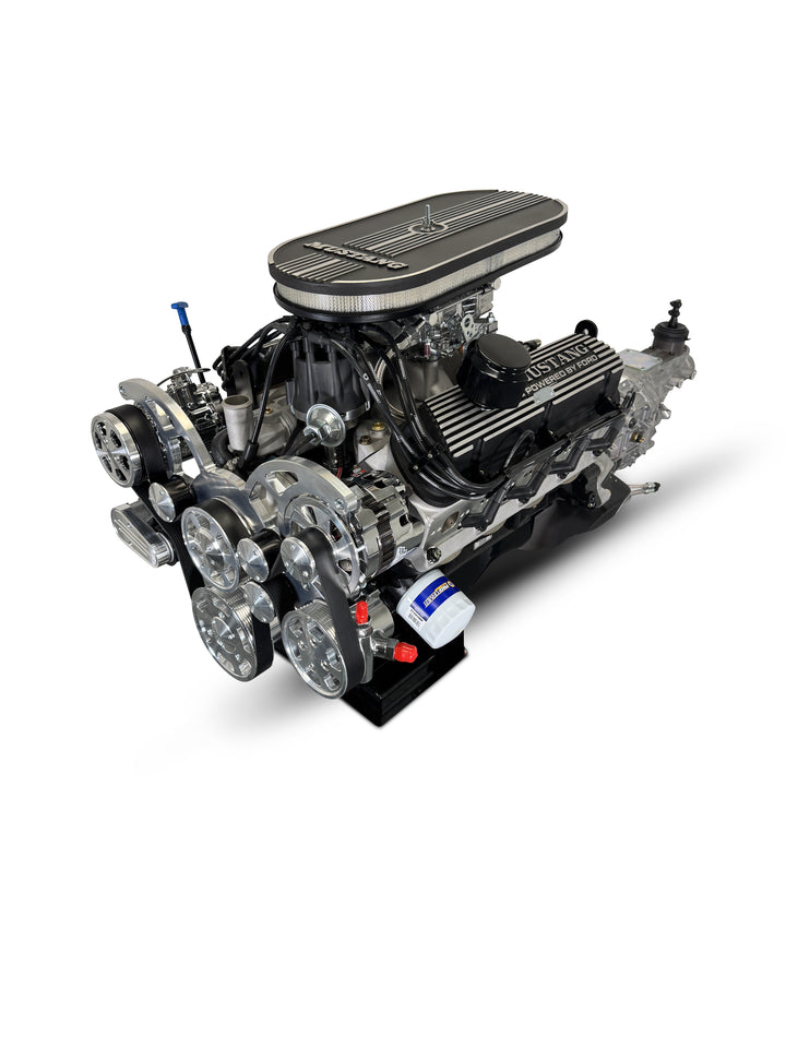Ford Small Block Compatible 347 c.i. Engine and TKX Manual Transmission - 415 Horsepower - Mustang Edition Builder Series - Polished Pulley Kit - Carbureted