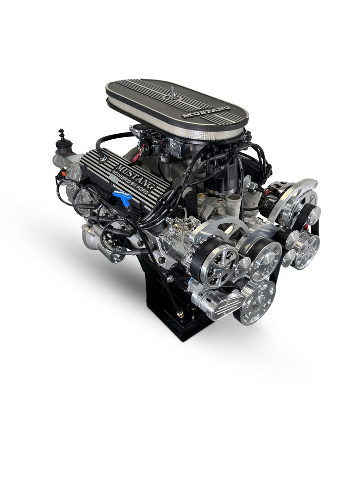 Ford Small Block Compatible 347 c.i. Engine and TKX Manual Transmission - 415 Horsepower - Mustang Edition Builder Series - Polished Pulley Kit - Carbureted