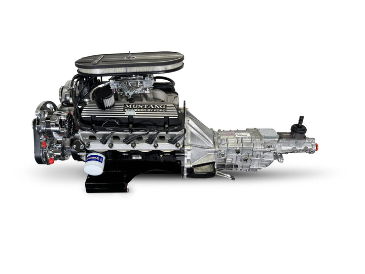 Ford Small Block Compatible 347 c.i. Engine and TKX Manual Transmission - 415 Horsepower - Mustang Edition Builder Series - Polished Pulley Kit - Carbureted