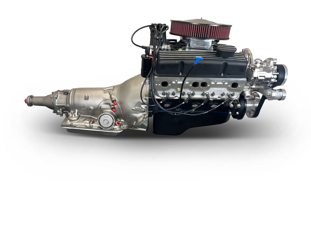 GM Small Block Compatible 383 c.i. Engine and 700R4 Automatic Transmission - 436 Horsepower - Standard Edition Builder Series - Polished Pulley Kit - Fuel Injected