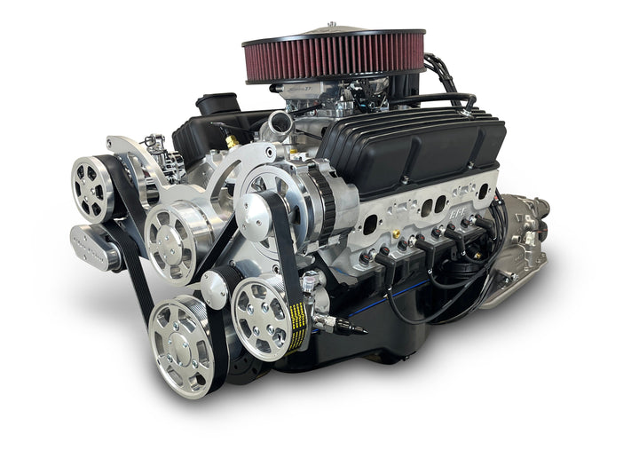 GM Small Block Compatible 383 c.i. Engine and 700R4 Automatic Transmission - 436 Horsepower - Standard Edition Builder Series - Polished Pulley Kit - Fuel Injected