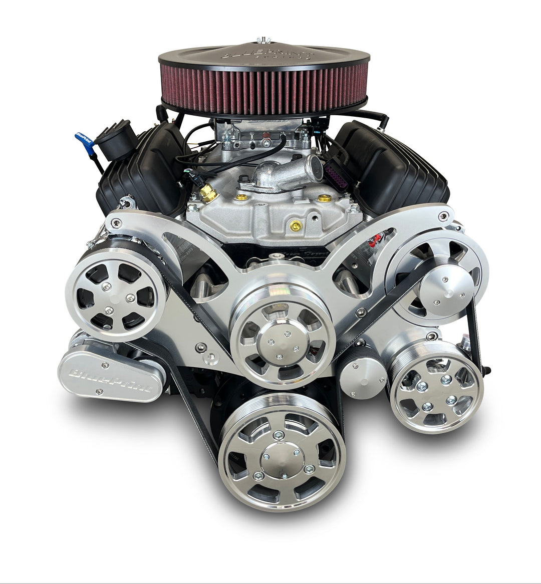 GM Small Block Compatible 383 c.i. Engine and 700R4 Automatic Transmission - 436 Horsepower - Standard Edition Builder Series - Polished Pulley Kit - Fuel Injected