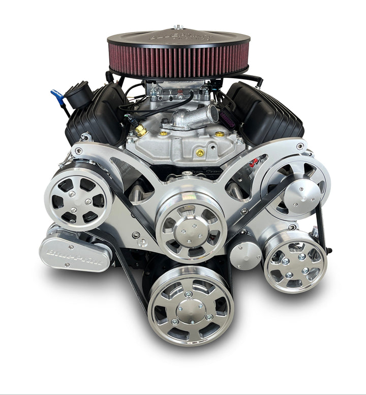 GM Small Block Compatible 383 c.i. Engine and 700R4 Automatic Transmission - 436 Horsepower - Standard Edition Builder Series - Polished Pulley Kit - Fuel Injected
