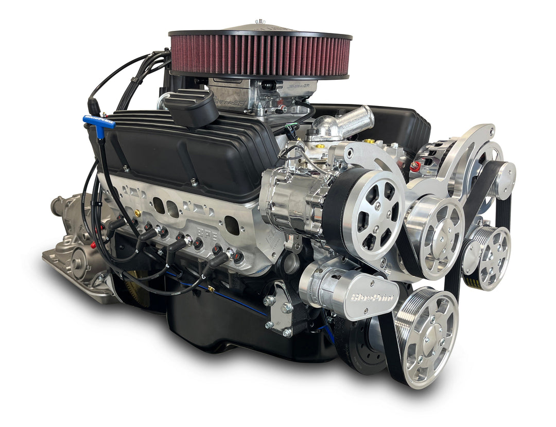 GM Small Block Compatible 383 c.i. Engine and 700R4 Automatic Transmission - 436 Horsepower - Standard Edition Builder Series - Polished Pulley Kit - Fuel Injected