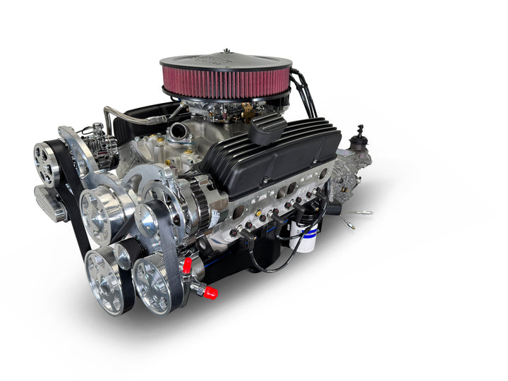 GM Small Block Compatible 400 c.i. Engine and TKX Manual Transmission - 500 Horsepower - Standard Edition Builder Series - Polished Pulley Kit - Carbureted