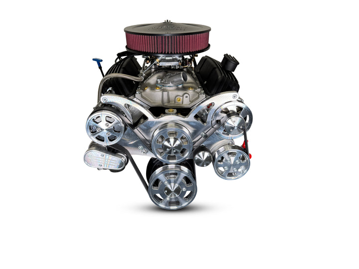 GM Small Block Compatible 400 c.i. Engine and TKX Manual Transmission - 500 Horsepower - Standard Edition Builder Series - Polished Pulley Kit - Carbureted