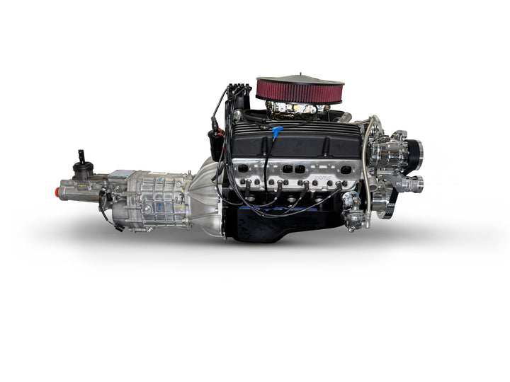 GM Small Block Compatible 400 c.i. Engine and TKX Manual Transmission - 500 Horsepower - Standard Edition Builder Series - Polished Pulley Kit - Carbureted