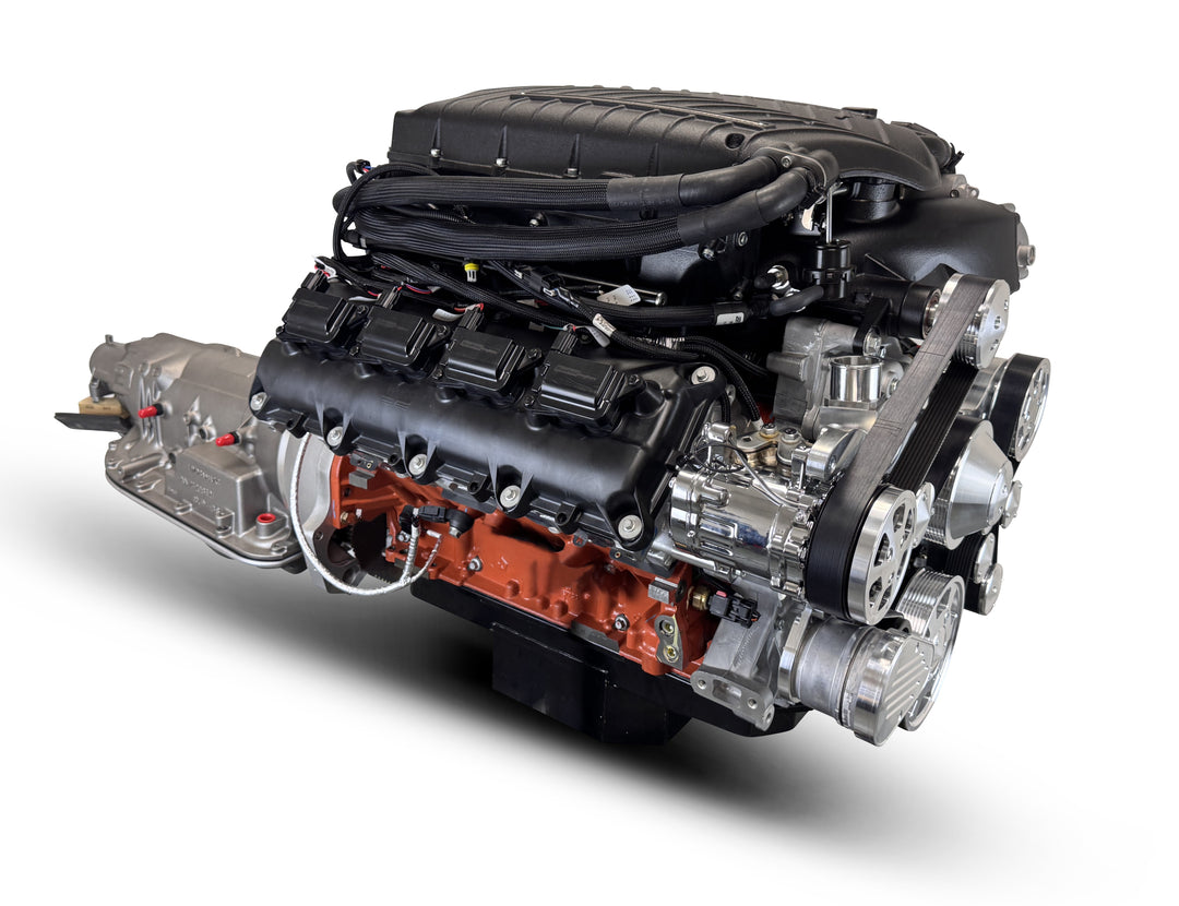 Chrysler Hemi Compatible 426 c.i. Engine and 4L80E Automatic Transmission - 872 Horsepower - Standard Edition Builder Series - Polished Pulley Kit - Supercharged