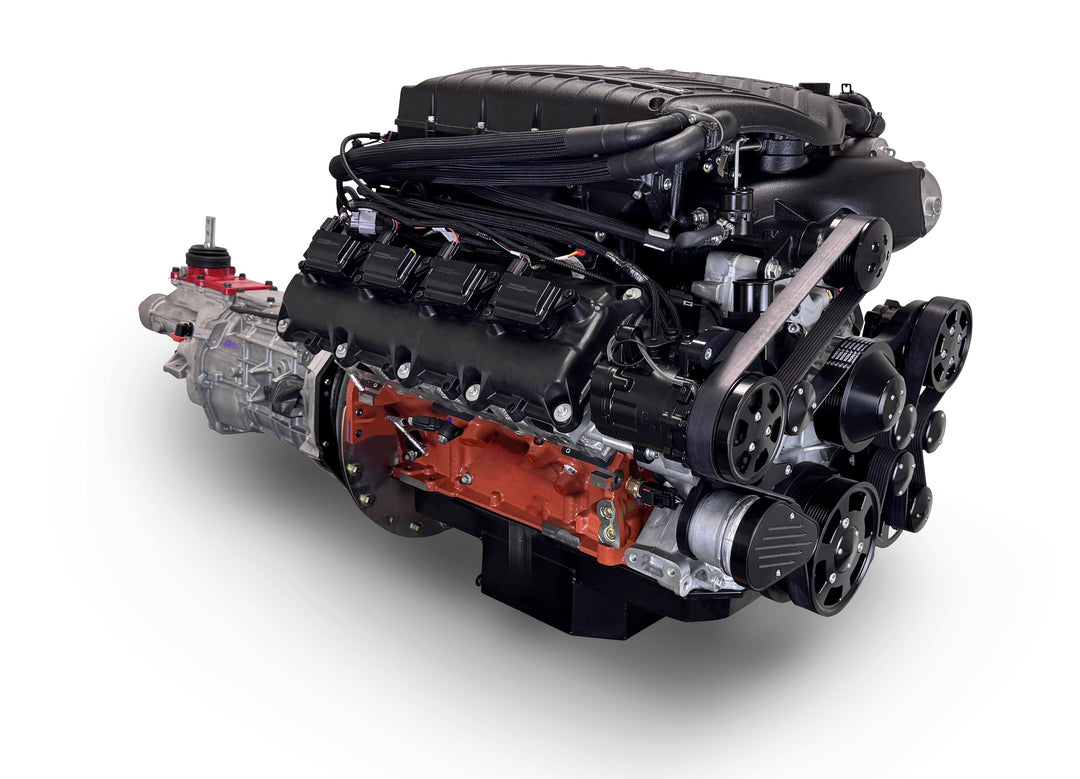 Chrysler Hemi Compatible 426 c.i. Engine and T56 Manual Transmission - 872 Horsepower - Standard Edition Builder Series - Black Pulley Kit - Supercharged