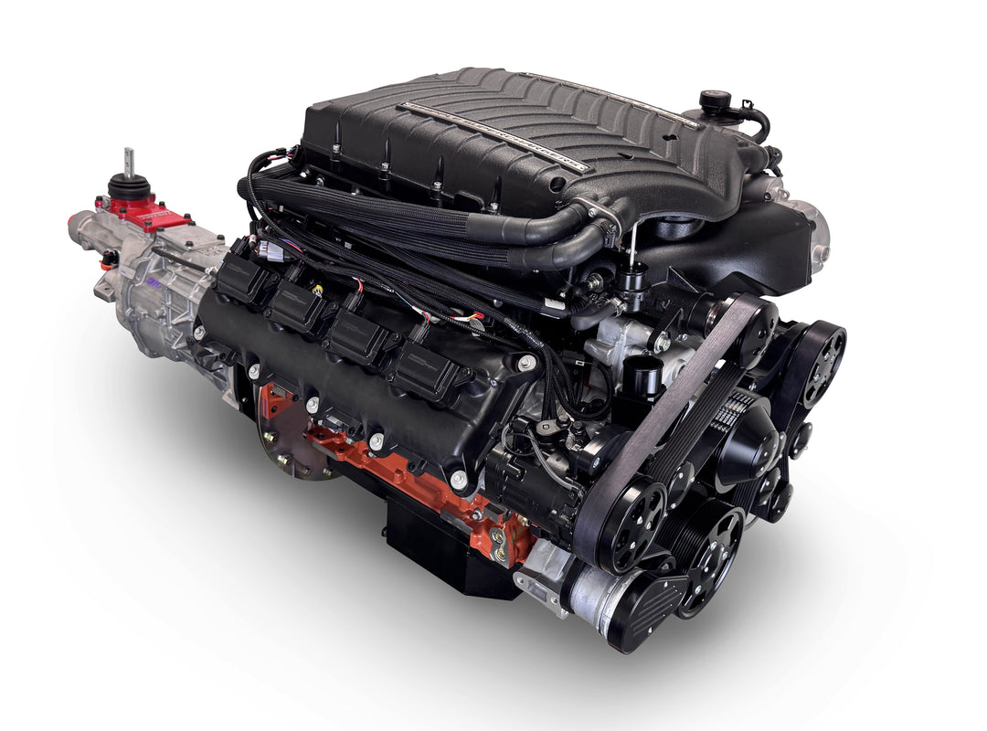 Chrysler Hemi Compatible 426 c.i. Engine and T56 Manual Transmission - 872 Horsepower - Standard Edition Builder Series - Black Pulley Kit - Supercharged