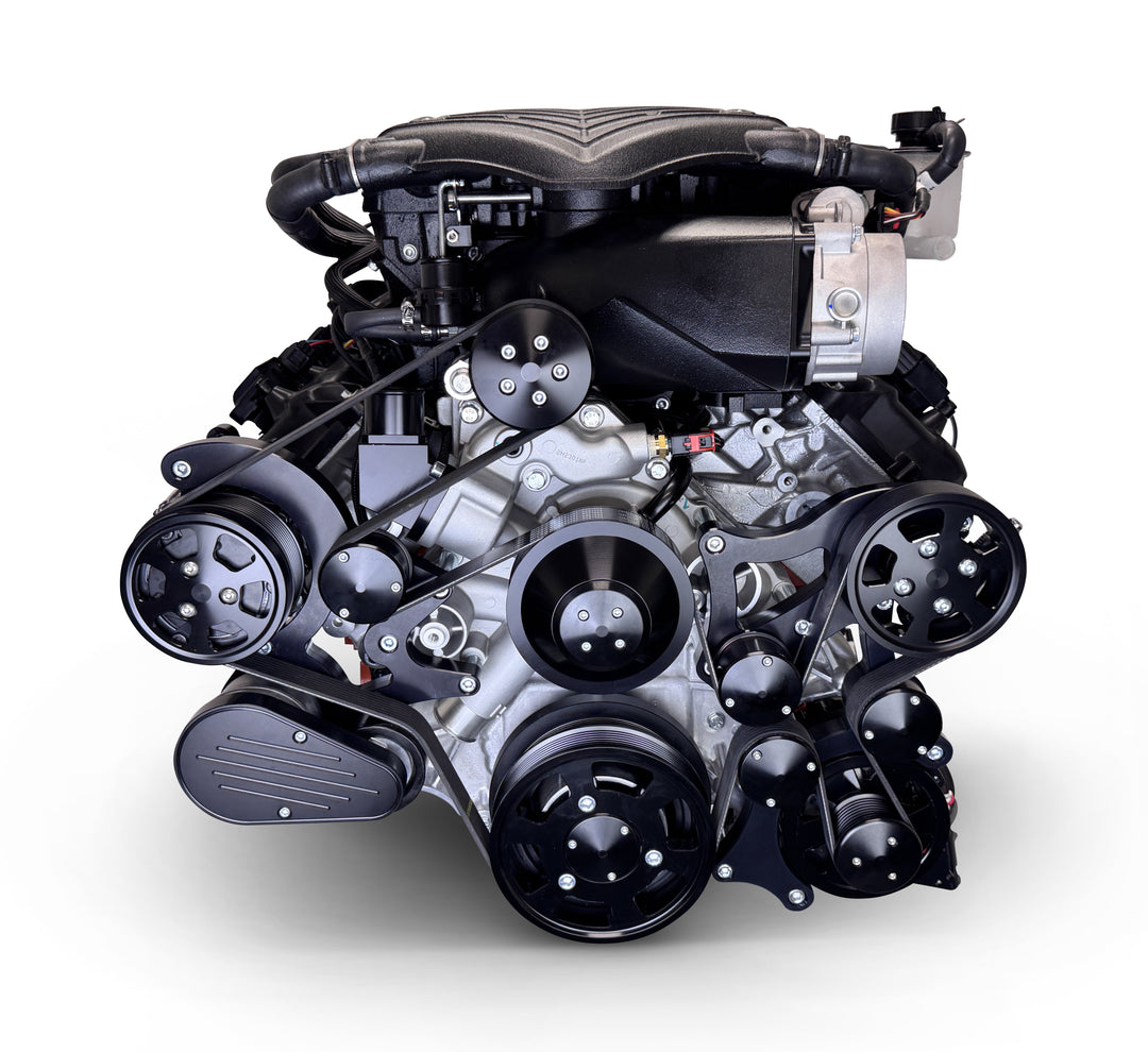 Chrysler Hemi Compatible 426 c.i. Engine and T56 Manual Transmission - 872 Horsepower - Standard Edition Builder Series - Black Pulley Kit - Supercharged