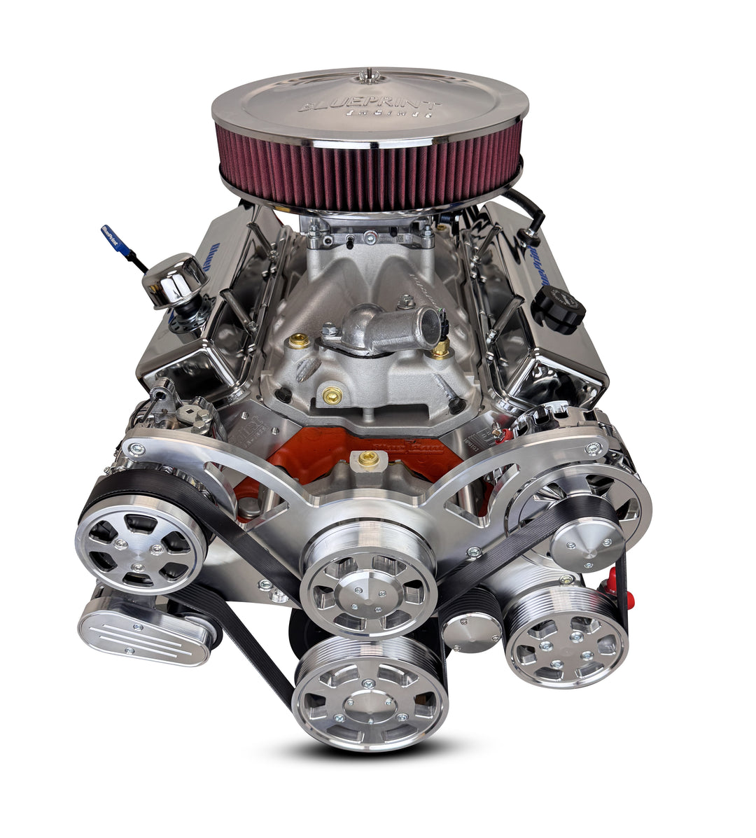 GM Small Block Compatible 427 c.i. Pro Series Engine and 700R4 Automatic Transmission - 540 Horsepower - Standard Edition Builder Series - Polished Pulley Kit - Fuel Injected