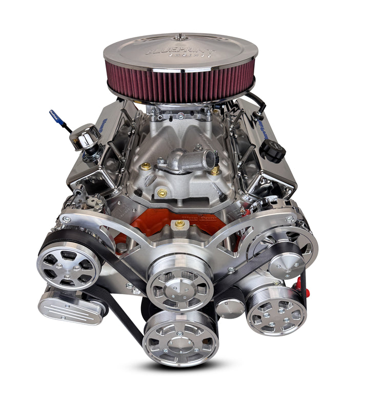 GM Small Block Compatible 427 c.i. Pro Series Engine and 700R4 Automatic Transmission - 540 Horsepower - Standard Edition Builder Series - Polished Pulley Kit - Fuel Injected