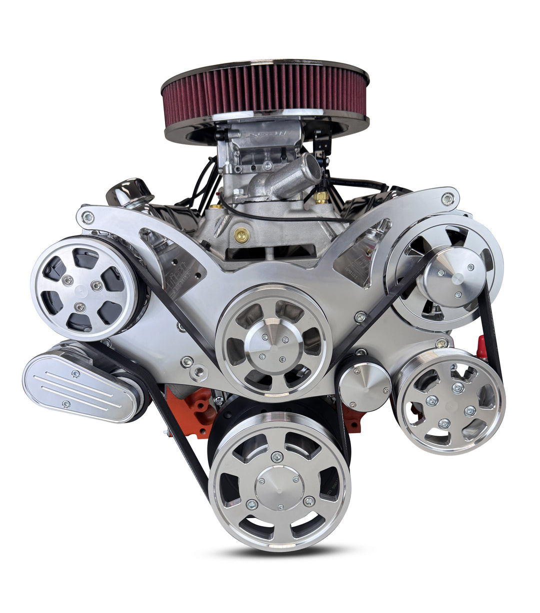 GM Small Block Compatible 427 c.i. Pro Series Engine and 700R4 Automatic Transmission - 540 Horsepower - Standard Edition Builder Series - Polished Pulley Kit - Fuel Injected