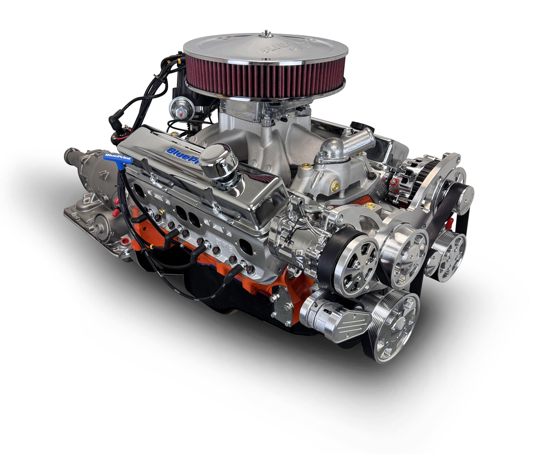GM Small Block Compatible 427 c.i. Pro Series Engine and 700R4 Automatic Transmission - 540 Horsepower - Standard Edition Builder Series - Polished Pulley Kit - Fuel Injected