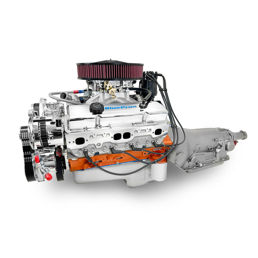 GM Small Block Compatible 427 c.i. Engine and 700R4 Automatic Transmission - 540 Horsepower - Standard Edition Builder Series with Polished Pulley Kit - Carbureted