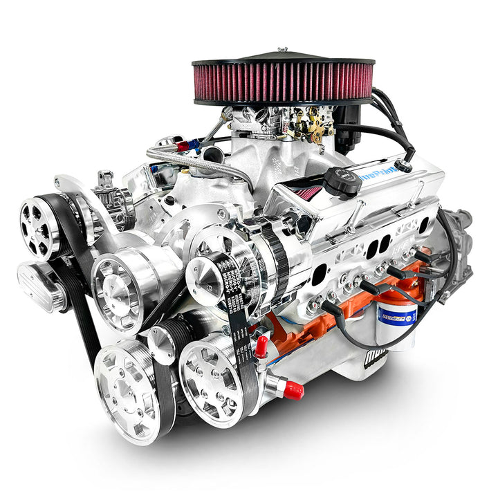 GM SB Compatible 454 c.i. Engine and 700R4 Automatic Transmission - 563 HP - Standard Edition Builder Series with Polished Pulley Kit - Fuel Injected